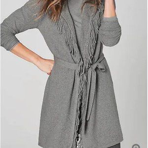 J Jill Fringed Wrap Cardi, dark gray heather, NWT
